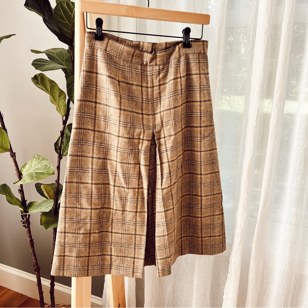 Vintage Wool Plaid Pencil Skirt Handmade High Waist Tailored Quiet Luxury